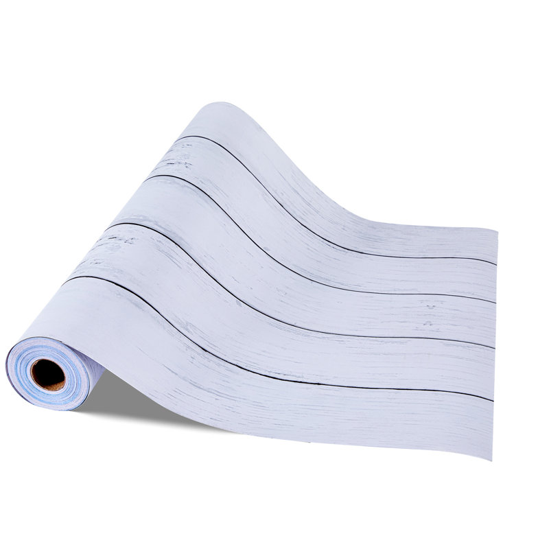 Papier peint à peler et coller, papier contact en bois blanc de 17,7 po x 472,4 po, auto-adhésif texturé, facile à nettoyer et à peler pour la cuisine