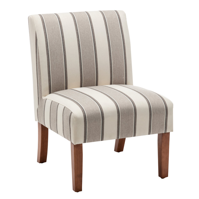 Daleyza Upholstered Slipper Chair, Brown Striped Polyester