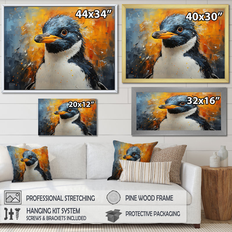 «Curious Penguin Portraits I», reproduction sur toile, H 16 po x l 32 po x P 1 po, Toile tendue