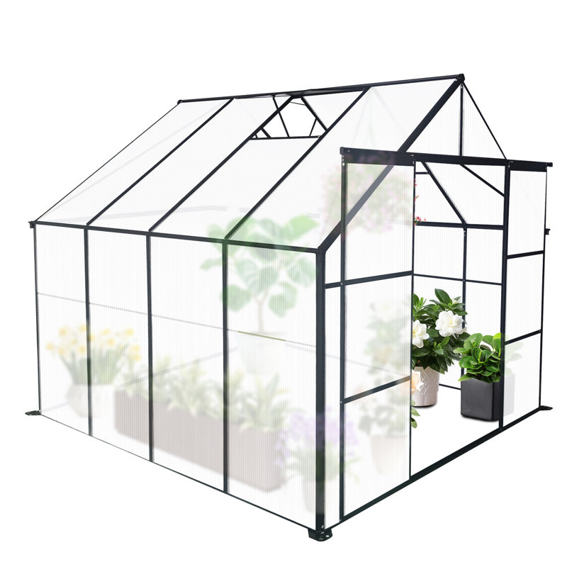 Heavy Duty Greenhouse With Adjustable Roof - 8X8 Ft Plant House Two Sliding Doors Flowers, 91.81" H x 98.61" W x 91.95" D