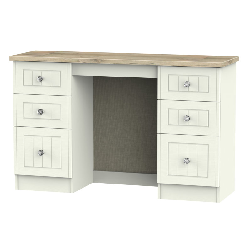 Fully Assembled Zenfield Dressing Table, Cream Ash/Bordeaux Oak
