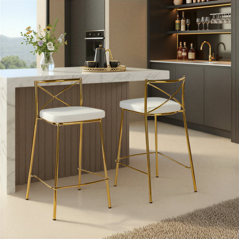 Dannie 25" Stackable Counter Stools, Gold, Counter Stool (25.25" Seat Height)
