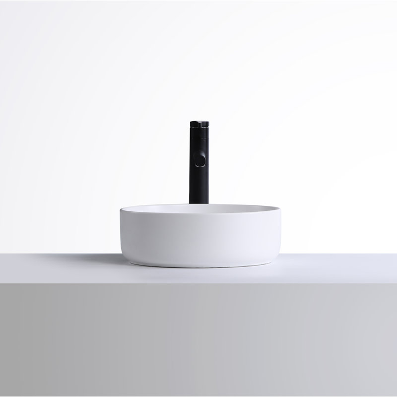 Lavabo de salle de bain vasque circulaire, Blanc lustré