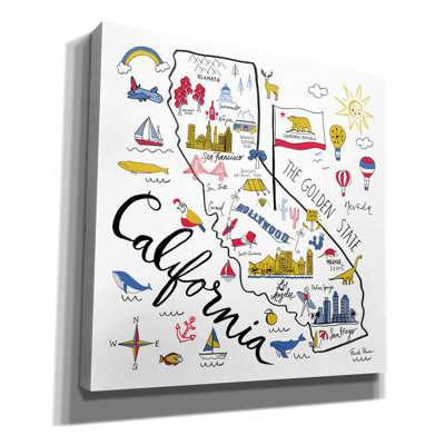  «California» par Farida Zaman, art mural sur toile, 12 po x 12 po