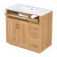 Meuble-lavabo de 36 po avec lavabo en céramique, meuble-lavabo moderne en grain de bois naturel, structure en bois d'hévéa massif, portes doubles à fermeture douce et 4 tiroirs, couleur bois naturel