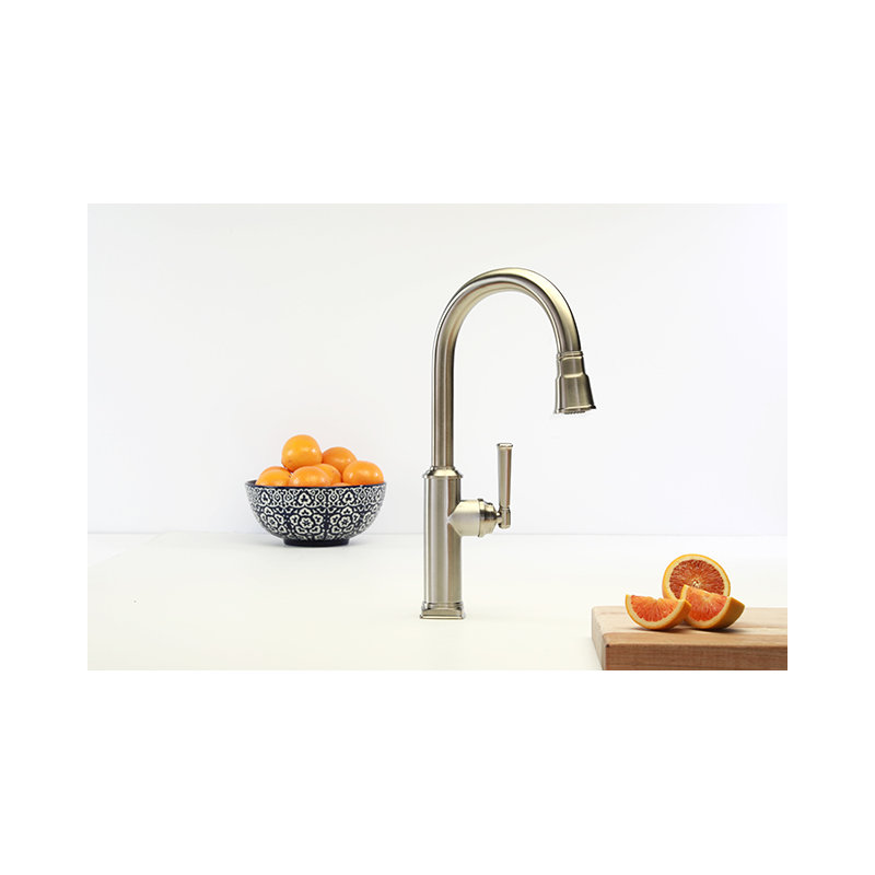 Zemora Single Handle Pull Down Kitchen Faucet, Polished Chrome