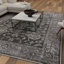 Tapis floral gris en polypropylène tissé à la main Raghdah-895911305