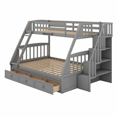 Bunk Bed With Drawers,Ladder And Storage Staircase