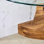 Table basse contemporaine à double couche artistique - marbre blanc et collage de grain de bois, plusieurs couleurs disponibles. Autocollant de panneau de densité, verre renforcé. W1151P233589-1108915901-1139748205-1139936356