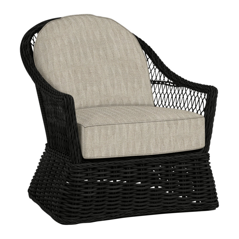 Soho Patio Chair with Cushions, No Welt, Black, Herringbone Sand