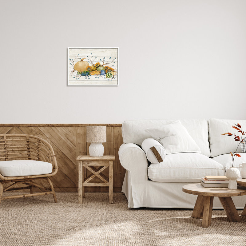 Rustic Abundant Harvest Legumes Fall, H 16 po x l 20 po x P 1,5 po, Giclée encadrée blanc bord de mer