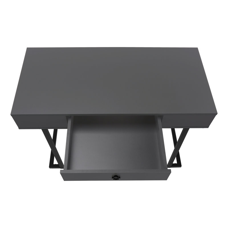 Computer Desk, Home Office, Laptop, Storage Drawers, 42"L, Work, Metal, Gray