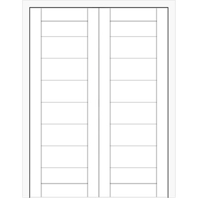 Domino 02 - Porte intérieure double en stratifié blanc doux pré-suspendu réversible 36 po x 84 po