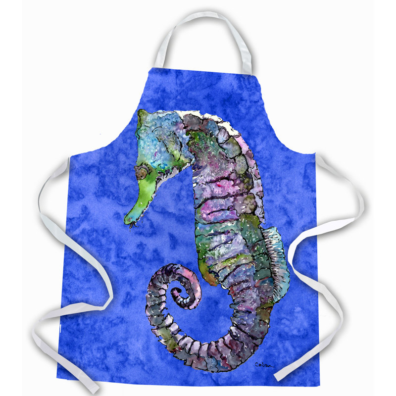 No Pattern Bib Apron, Blue/Brown