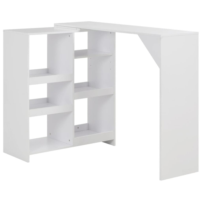 Bar Table Kitchen Dining Pub Table Bistro Table with Moveable Shelf, White/Gray, White