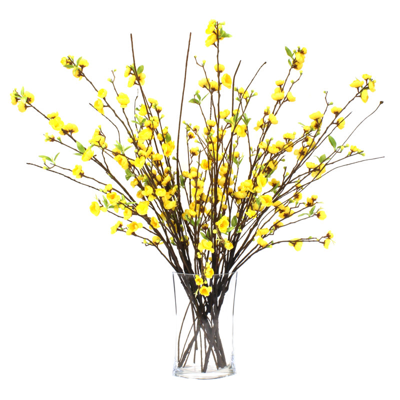 Blossoms Floral Arrangement in Vase, Yellow