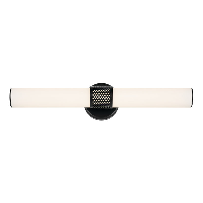 Barre de bain 24,25 "à DEL moyen avec verre blanc, Noir satiné