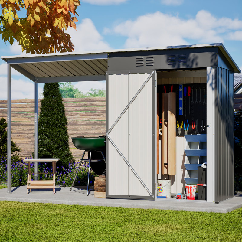 Abri de jardin et gazebo 2 en 1 en acier galvanisé, 1,5 x 0,9 m, résistant aux intempéries, avec structure adossée, idéal pour le patio, le rangement d'outils dans le jardin, ou encore une pergola ouverte pour la lecture et le rangement à l'extérieur.
