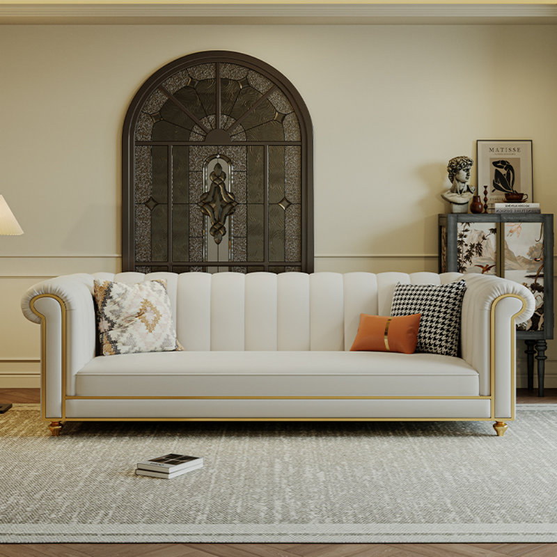 Canapé American Light Luxury Design, Blanc cassé / blanc