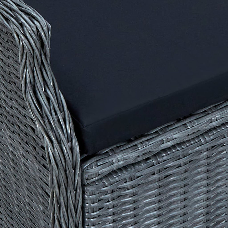 Ensemble repas 9 pièces pour patio avec coussins en rotin de polyester, Brun