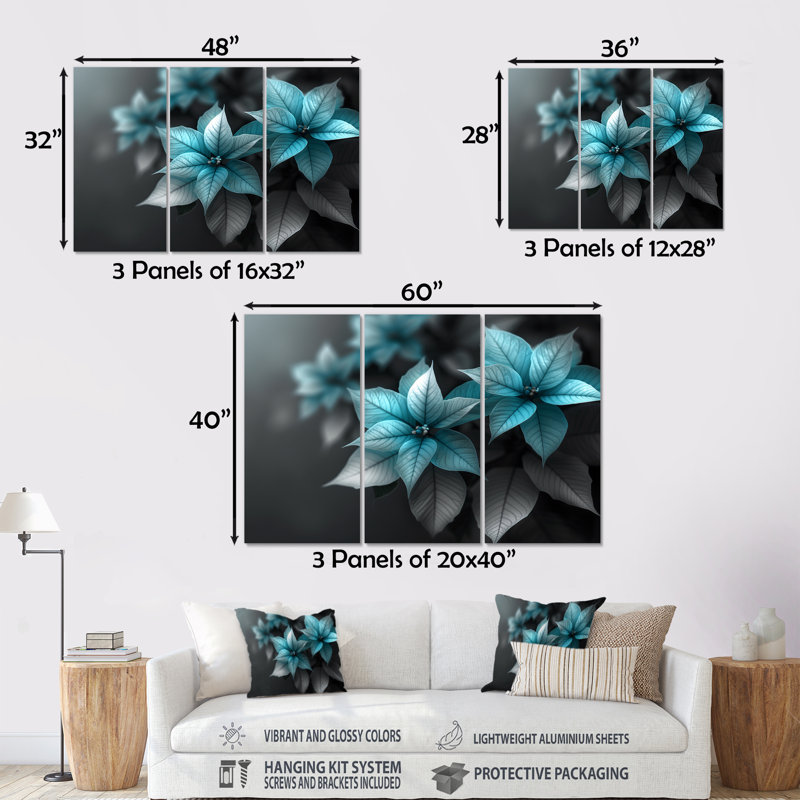 Gassett - Ensemble d'art mural poinsettias, H 28 po x l 36 po x P 1 po, Métal métal