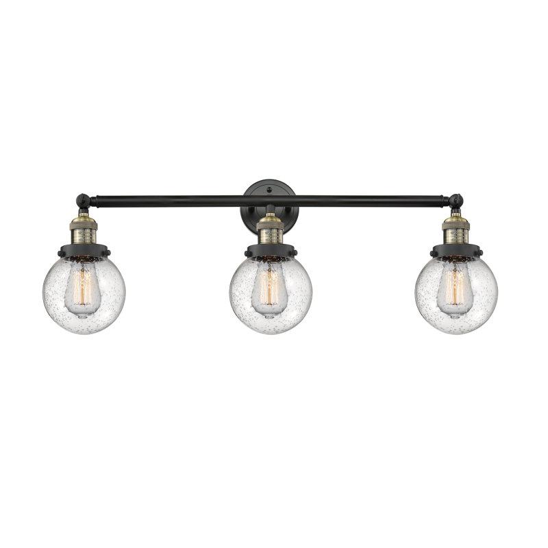 Éclairage de salle de bain à intensité variable 3 lumières Clementina, Ampoule incandescente rétro de 60 watts, Grainé