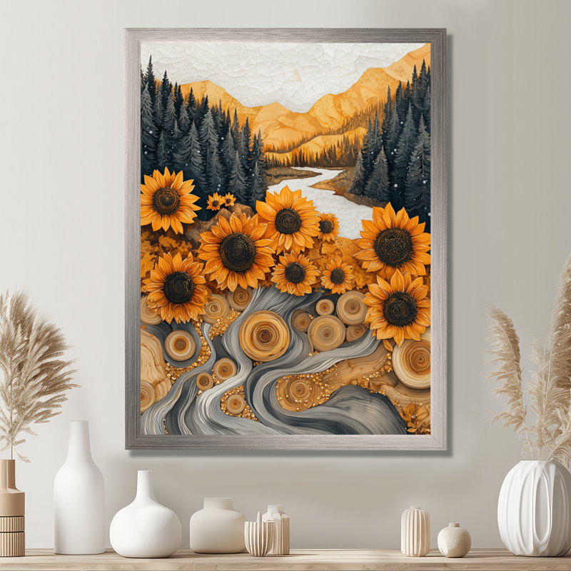 Drae - Art mural floral, Argent argent, H 32 po x l 24 po, Reproduction encadrée d'une seule photo