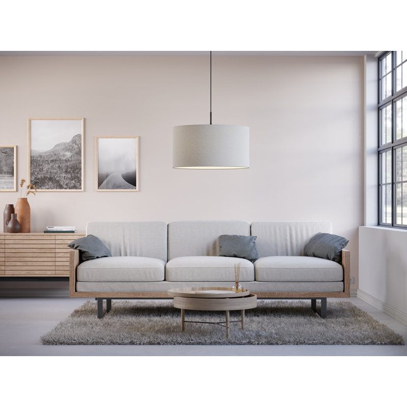 1 - Light Drum Pendant, White, 30cm H x 57cm W x 57cm D