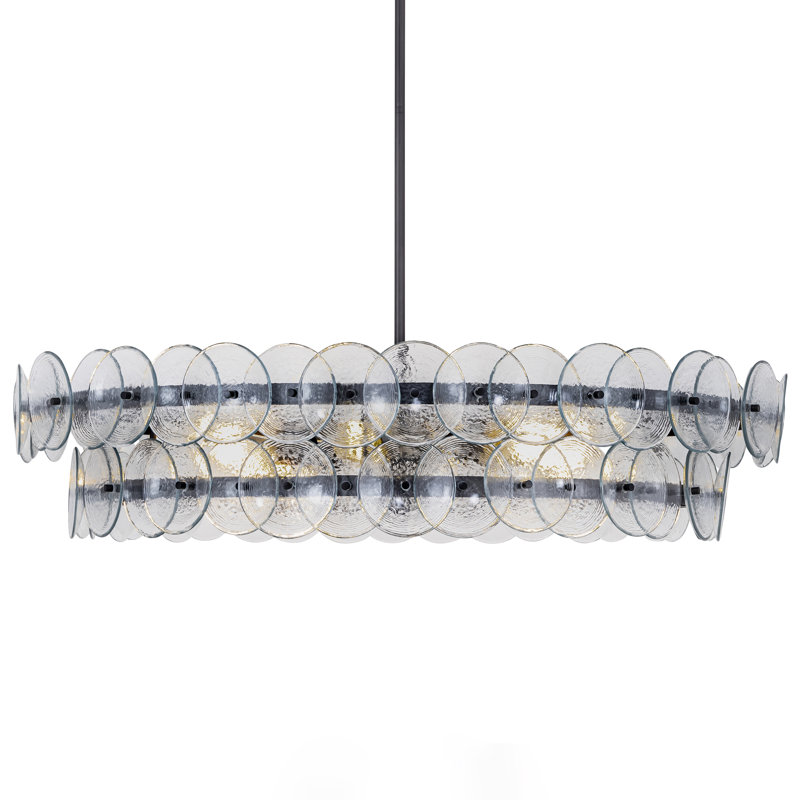 Loren-Multi-Tier Chandelier, Gunmetal/Textured Clear