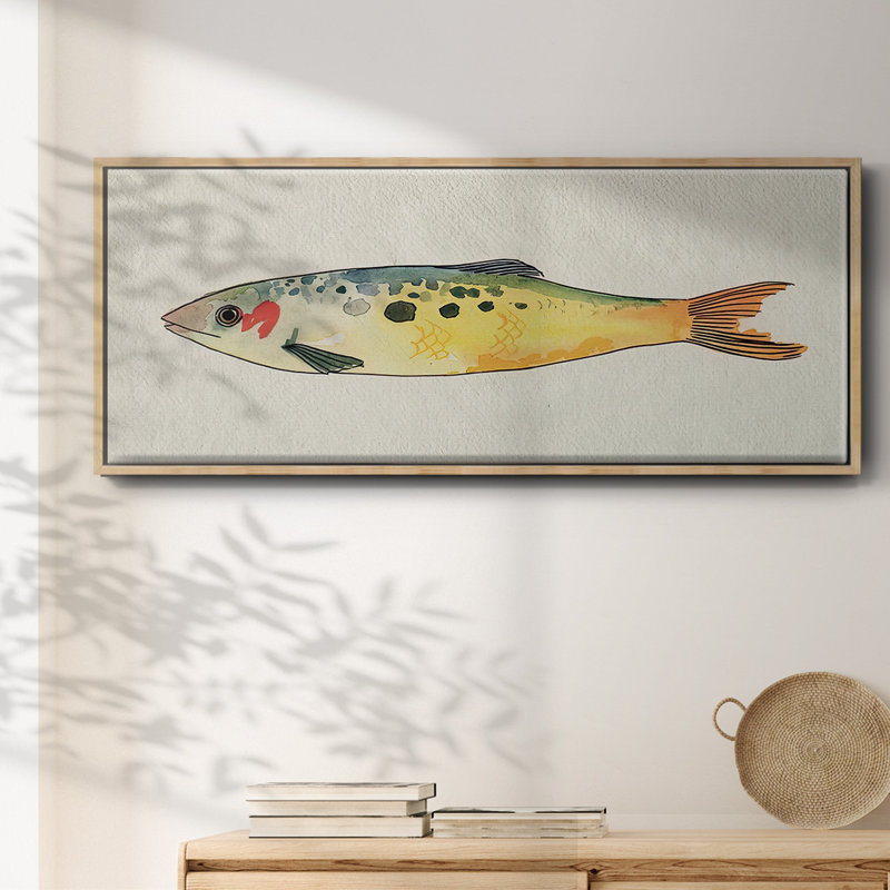 Poisson fantaisiste I - toile encadrée, H 20 po x l 50 po