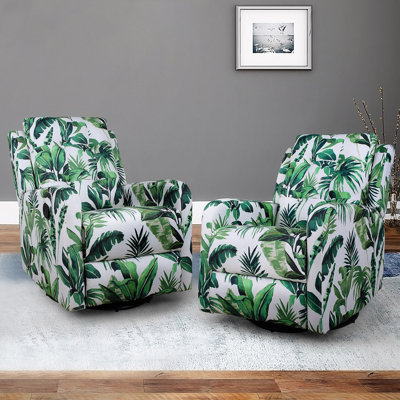 Julien 27.2'' Wide Floral Swivel Rocker Manual Recliner with Wingback