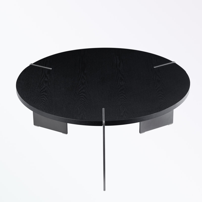 Round shape coffee table with three metal legs, Black