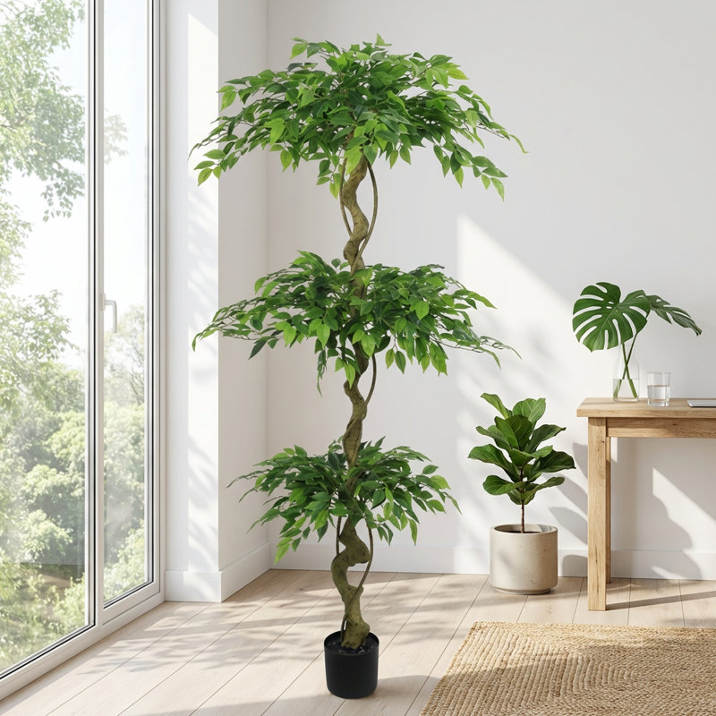 Tall Lifelike Artificial Ficus Tree with Planter