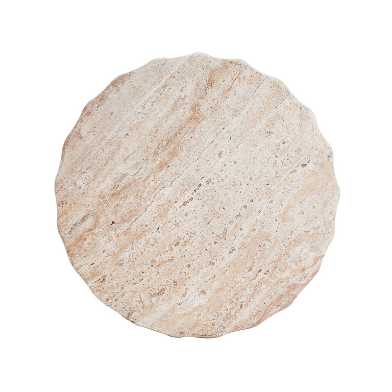 Outdoor/Indoor Lightweight Concrete Side Table/Cylinder Travertine Finish Accent Table