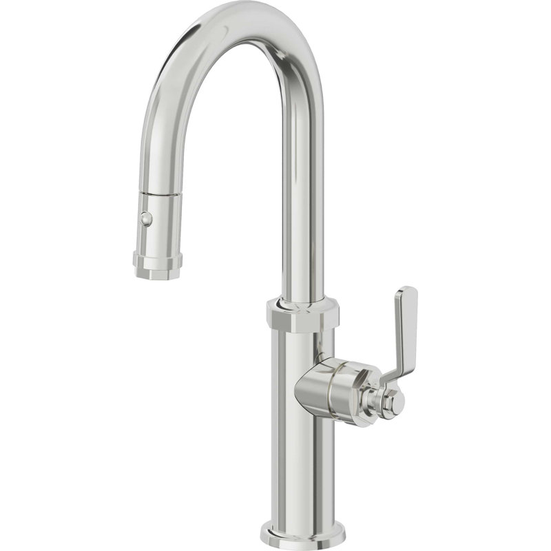 Pull-Down Prep/Bar Faucet With Button Sprayer, Polished Chrome