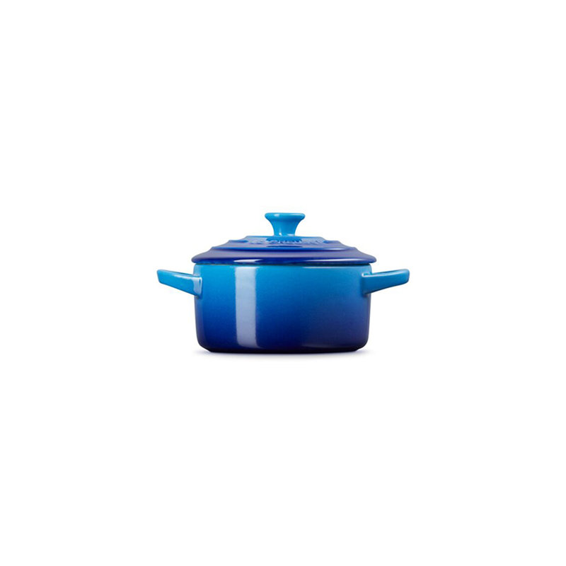 Le Creuset Stoneware Mini Round Cocotte, 24 Ounce, White, Blue