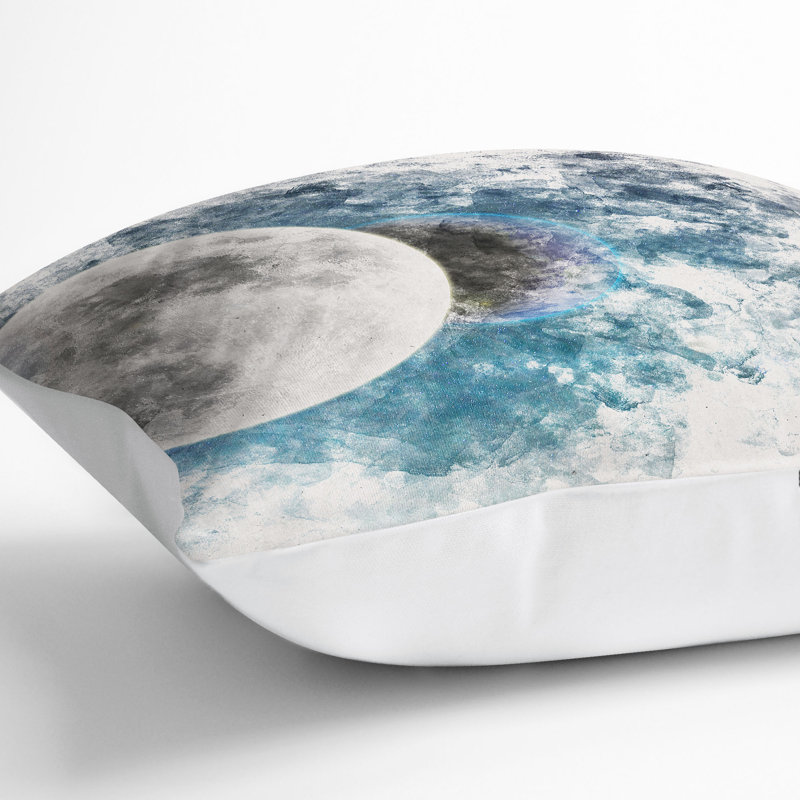 Earth Behind the Moon Cushion with Filling, White, 55cm H x 55cm W x 20cm D