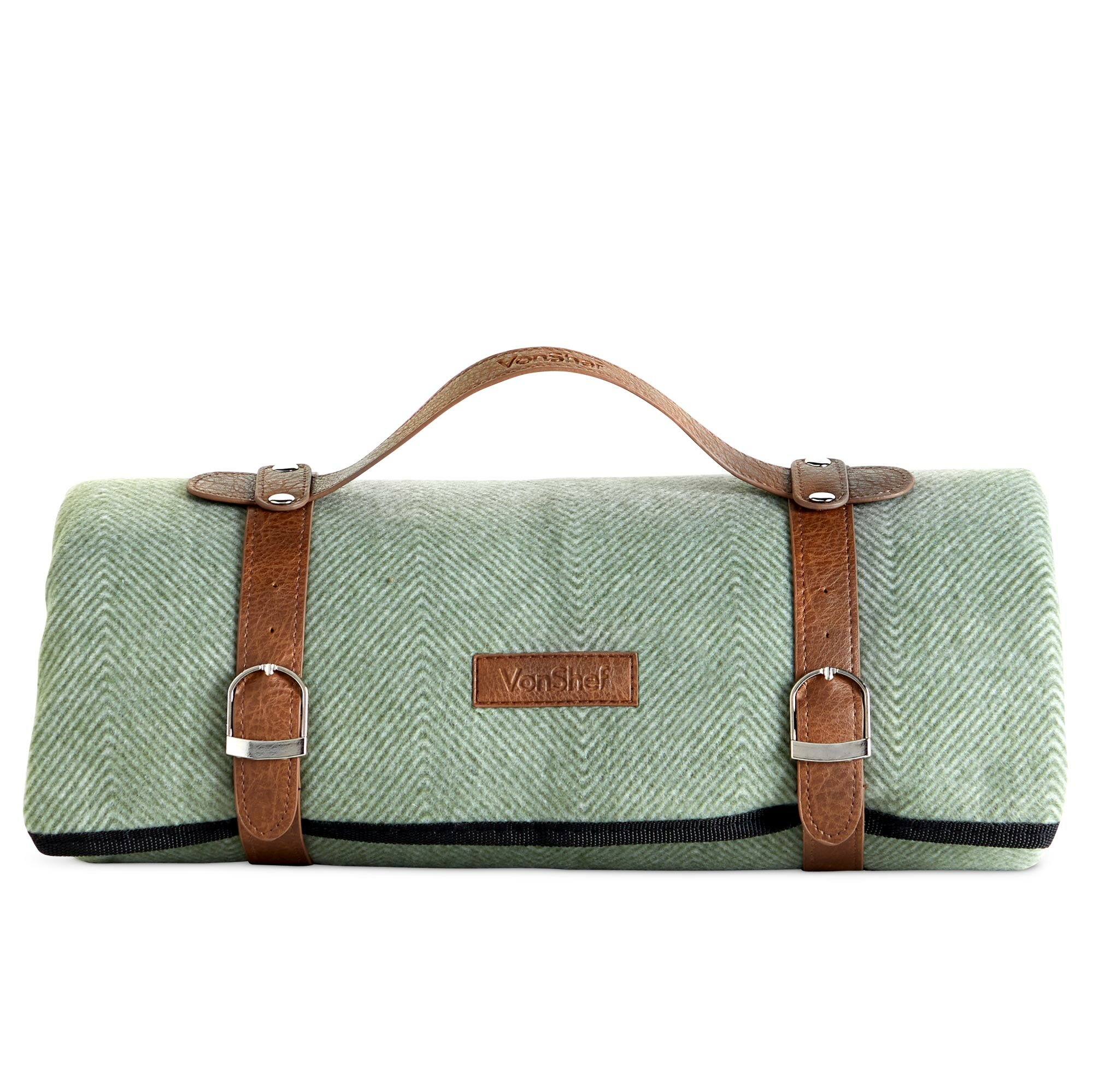 Vonshef picnic blanket in green herringbone new arrivals