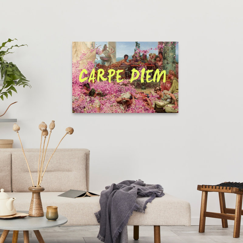 Carpe Diem Rose Feast Romantic Vibrant Abstract Rose Flower Landscape Wall Art Print by Talitha McQueen - Wrapped Canvas Print