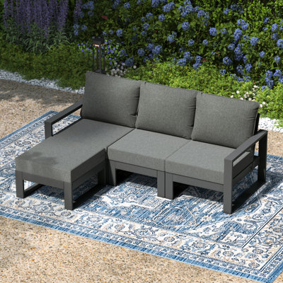 Ensemble de conversation à assise profonde avec repose-pieds 4 pièces pour patio