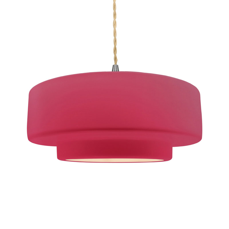 Luminaire suspendu à 1 lumière Meydan, H 6 po x l 16,25 po x P 16,25 po, Cerise, Nickel brossé