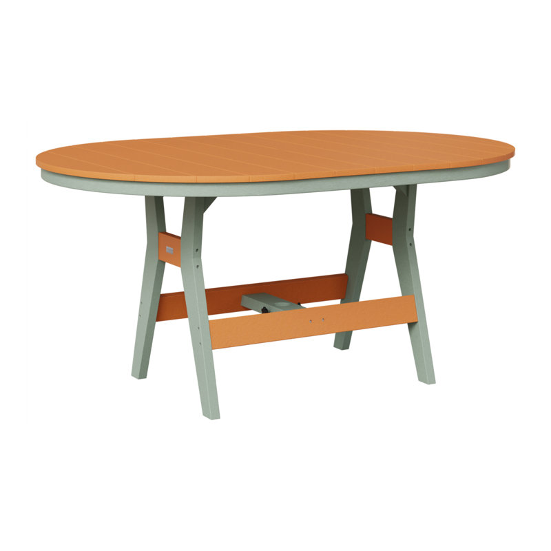 Harbor Outdoor Oval Dining Table, Seafoam, Mango Orange