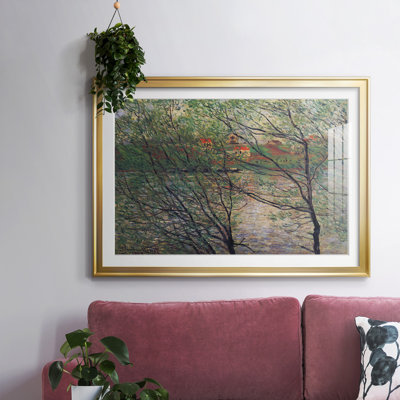 «His Bank, The Island De La Grande Jatte», reproduction d'art encadrée sur papier par Claude Monet