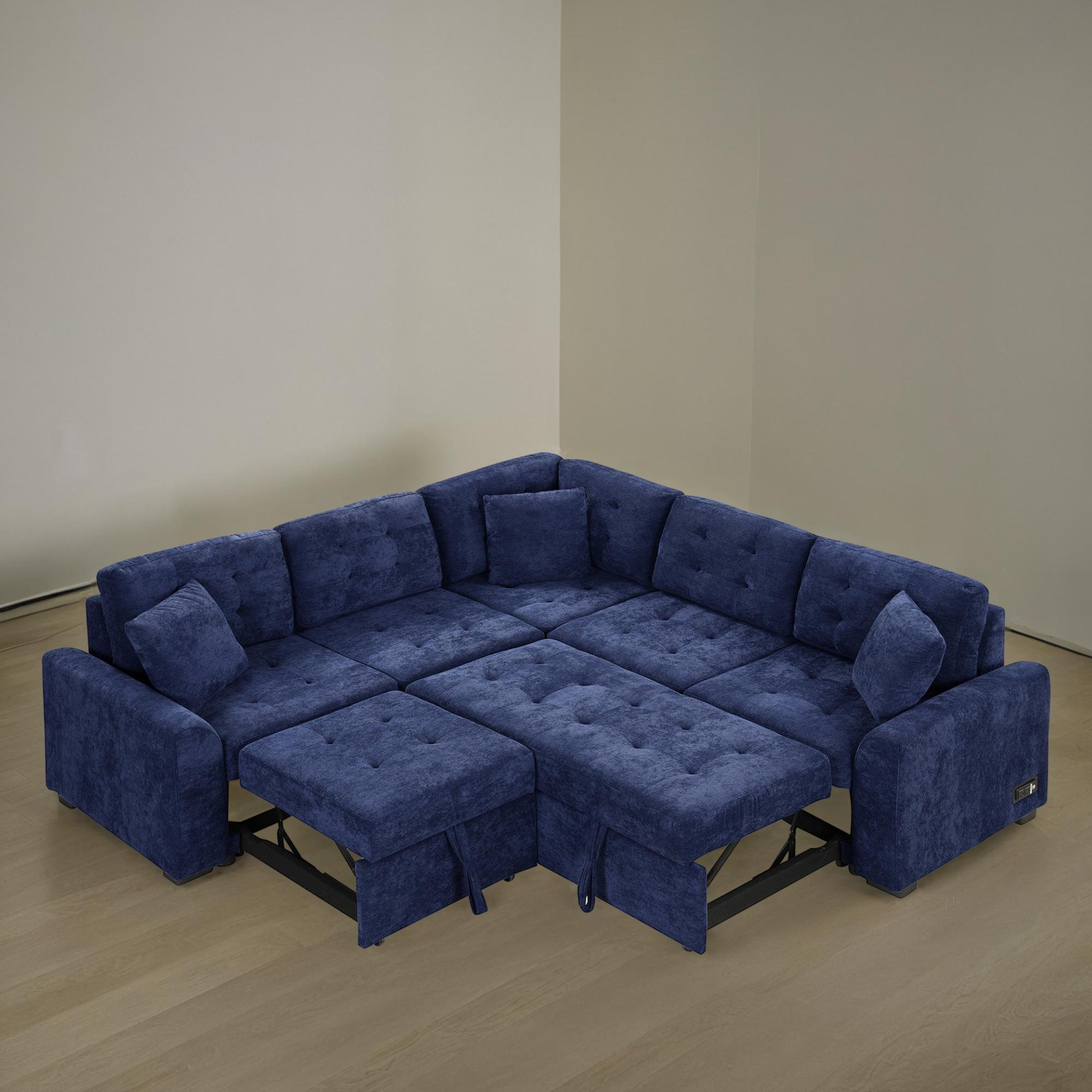 Latitude Run® 83" Wide L-Shaped Pull Out Sleeper Sectional Sofa Bed ...