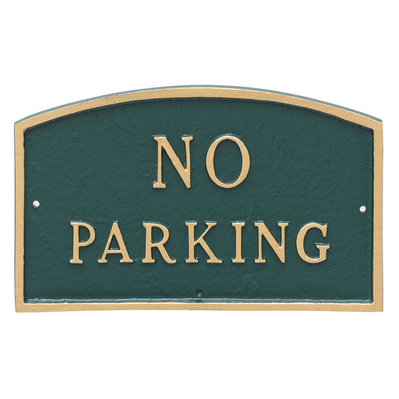 Aucune plaque de stationnement, Vert forêt / doré, H 10 po x l 15 po x P 0,25 po