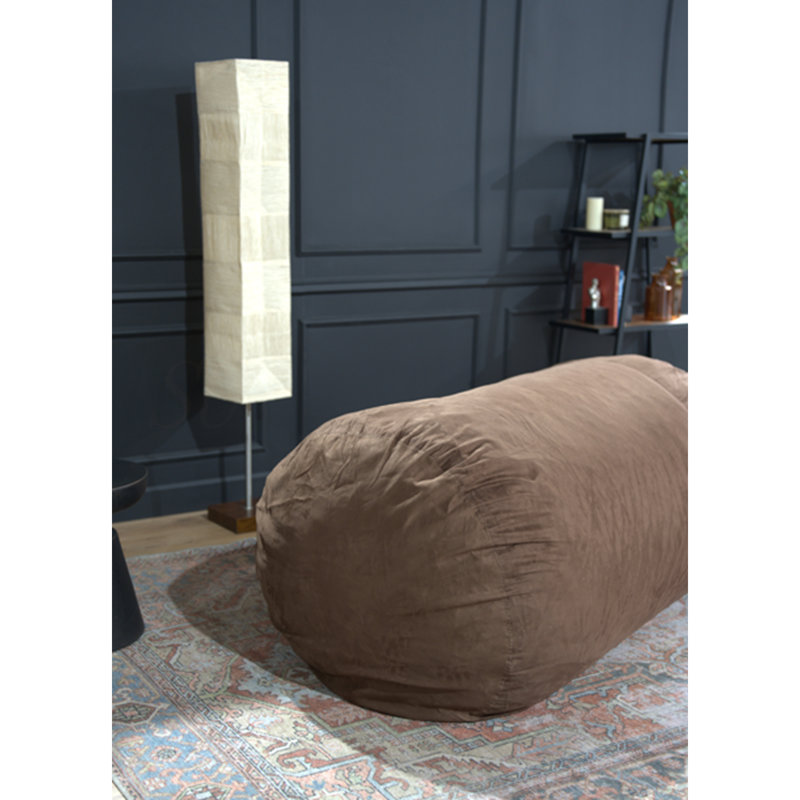 Fauteuil à billes en suède cylindrique traditionnel de 8 pieds Jasper, Brun