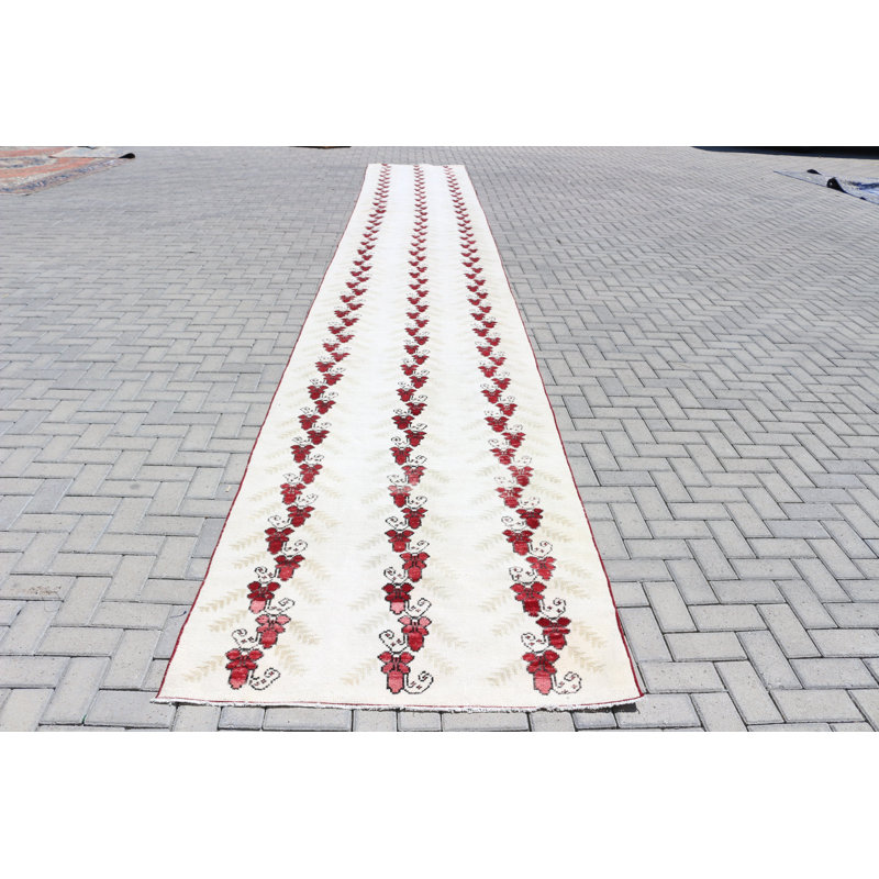 Tapis de couloir turc rétro rouge pour les couloirs et les escaliers d'origine anatolienne antique