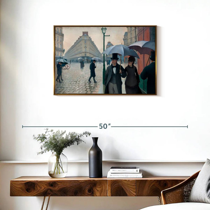 Paris, Paris, jour de pluie 1877, Cadre flottant doré, 31 po x 21 po