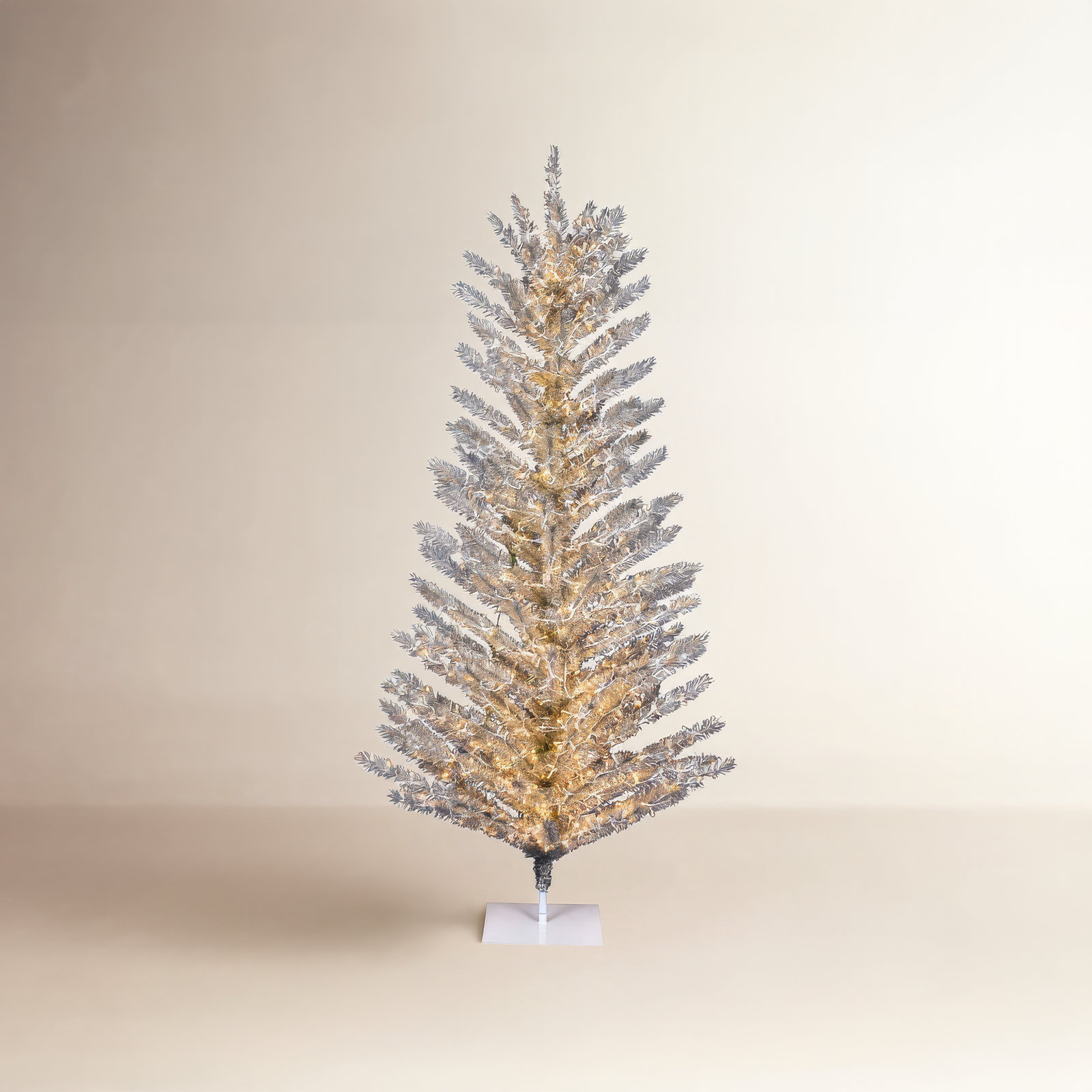 Pre-Lit Tinsel Christmas Tree, 7', Warm White