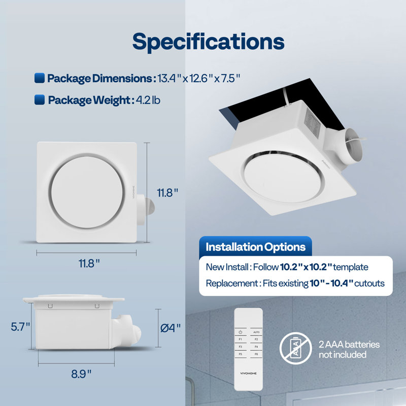 Constant Airflow Smart 3-speed Bathroom Exhaust Fan